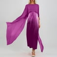 thumbnail image 2 of Elegant Women's Flowy Chiffon Swing Dress with Round Neck Loose Fit Mid-Length Robe, 2 of 7