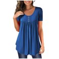 thumbnail image 1 of Gibobby Blusas Holgada Blusas sueltas diarias con botones de manga larga para mujer（Azul， S), 1 of 4