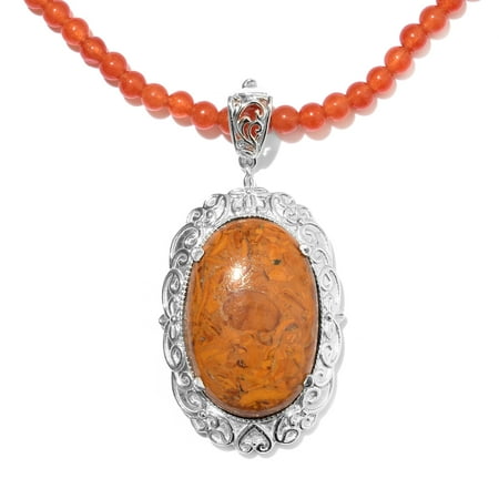 - Platinum Pendant With Quartsite Beads Necklace 20