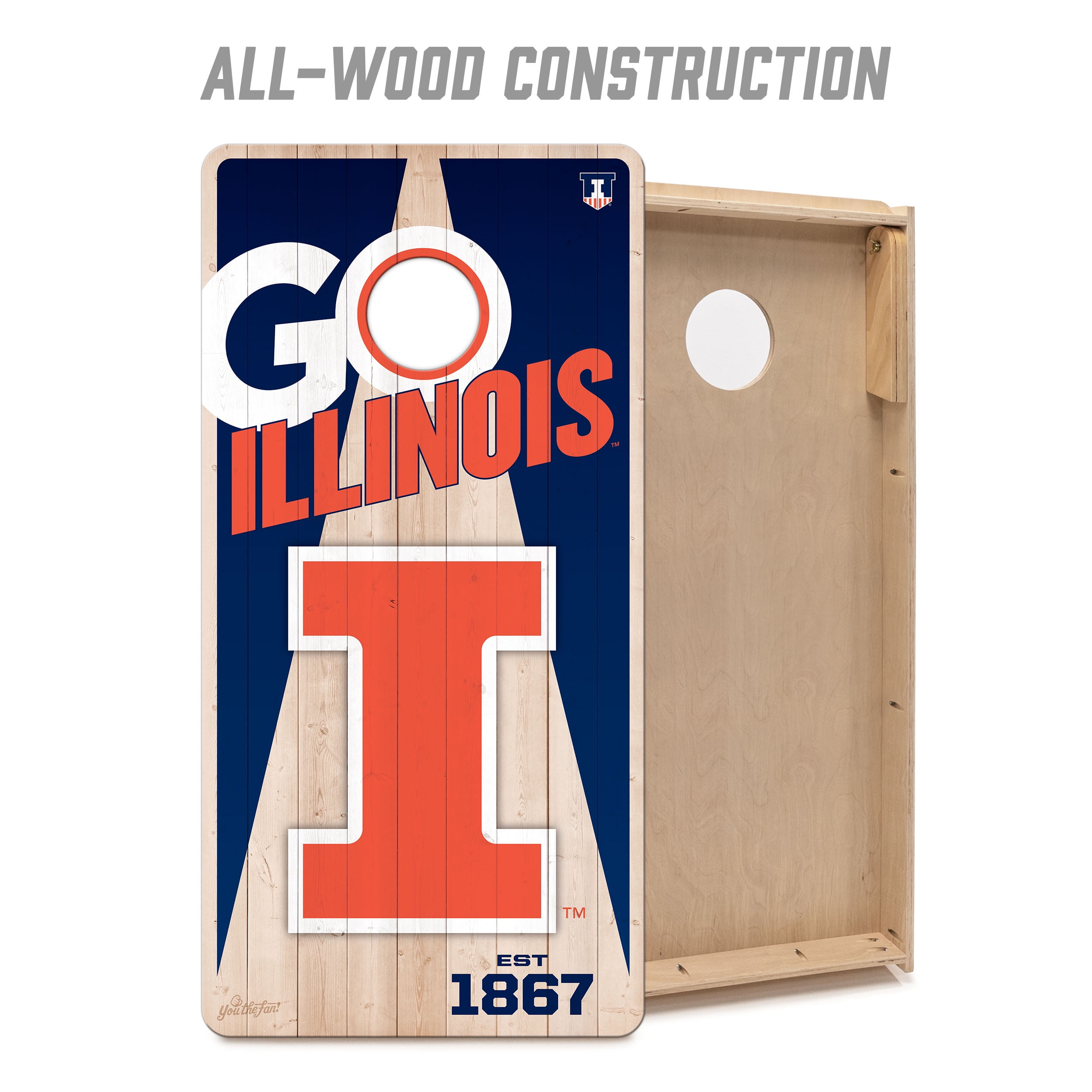 YouTheFan NCAA Illinois Fighting Illini 2' x 4' Cornhole Game No Bags