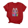 thumbnail image 4 of Mujeres Manga Corta Tops Impreso Cuello Redondo Camiseta Superior, Poliéster Spandex Vintage Humor, 4 of 5