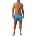 thumbnail image 2 of INSPIRE CHIC Men's Tropical Beach Color Block Drawstring Waist Mesh Lining Striped Board Shorts 28 Gray Blue, 2 of 5