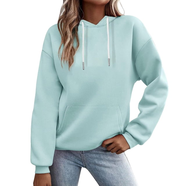 IMENGL Chandail à Capuchon d'Automne Uni avec Poche, Vert 2TG, Taille M-2TG
