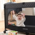 thumbnail image 3 of Moveasy Baby Bassinet, Playard with Changing Station, Adjustable Height, Foldable Design, Black, 3 of 6