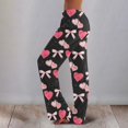 thumbnail image 3 of Women's Bow Print Wide Leg Pajama Pants, Elastic High Waist Loose Sleep Pants Casual Loungewear Trousers, 3XL, 3 of 7