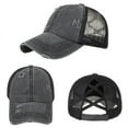 thumbnail image 2 of Toptie 2 Pack Ponytail Hat Mesh Baseball Cap Adjustable High Messy Bun Ponycap-Black Tie-Dye & Black Vintage, 2 of 5