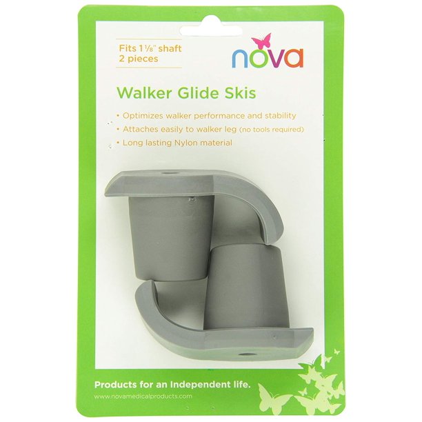 5 Pack NOVA Medical Products Walker Glide Skis, Gray 1 pair each