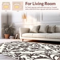 thumbnail image 2 of ODIKA 5'x7' Machine Washable Non-Slip Area Rug, Classic Damask Design Featuring Elegant Swirls and Refined Detailing High Traffic Rug with Pad, Ivory, 355726, 2 of 8