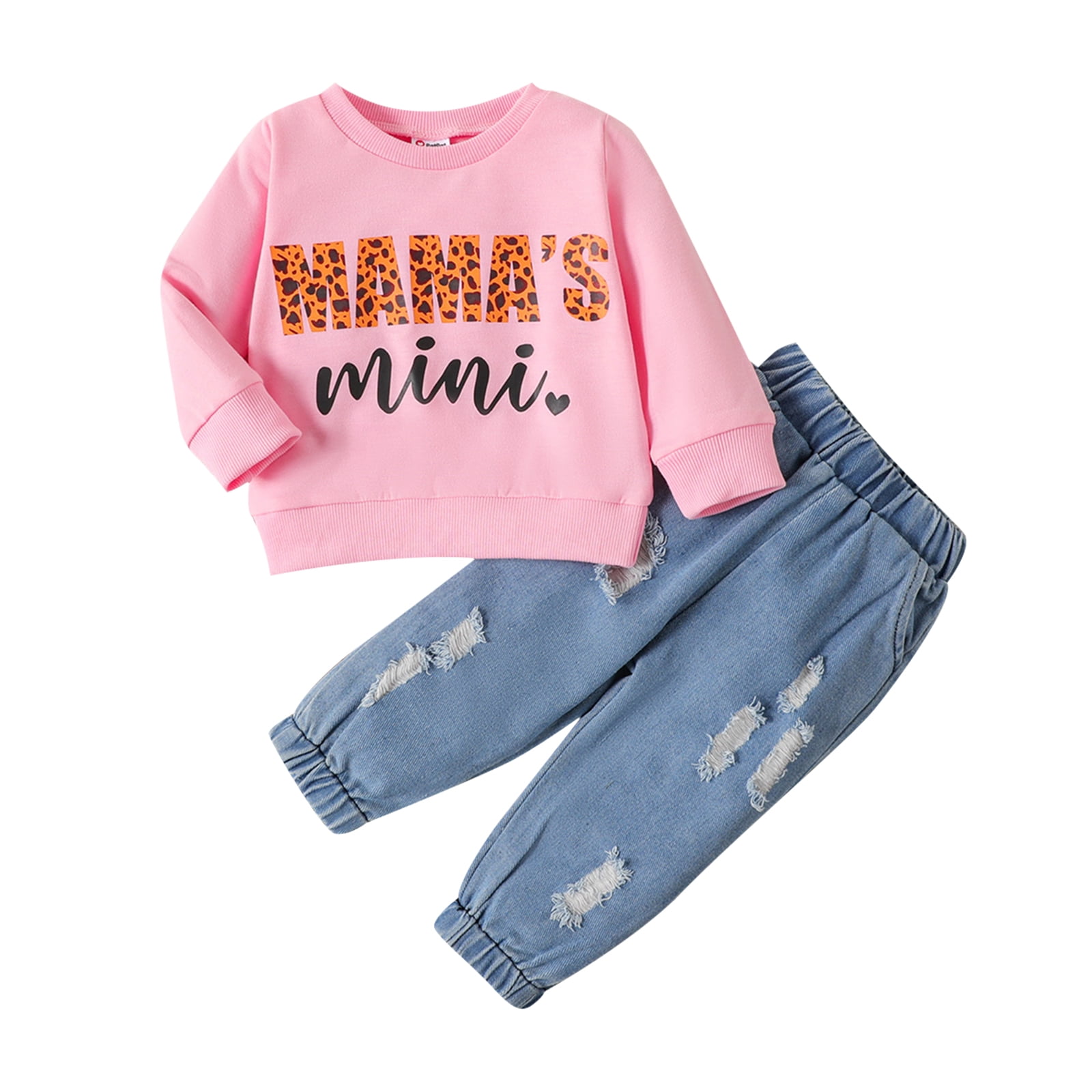 PatPat Bebe Fille Tenue Vetements Ensemble Casual Letter Pattern Manches Longues Top Sweat Shirts Legging 12 18 Mois Walmart