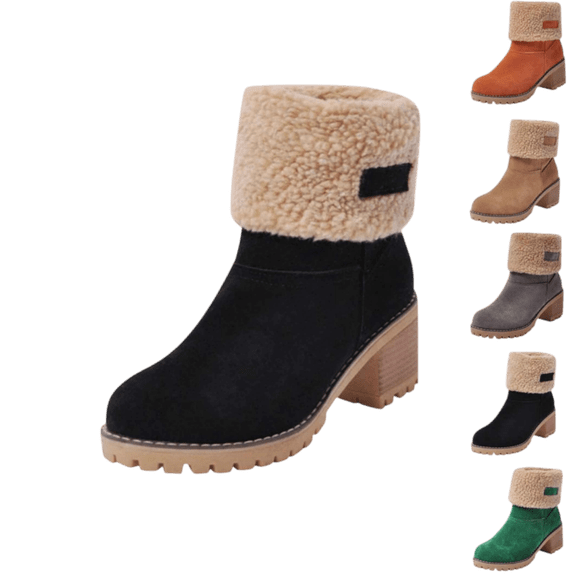 Bnwani Womens Boots,Winter Boots,Non-slip,Warm,Block,Round Toe,Black,40(US:7.5)