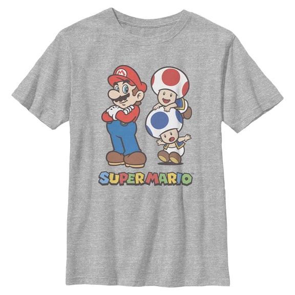 Boys Nintendo Blue and Red Toad Poses T Shirt