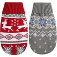 thumbnail image 2 of 2 Pieces Christmas Cat Dog Sweater Christmas Sweater Cat Christmas Outfit Holiday Sweater for Small Dogs Winter Knitwear Xmas Pet Clothes Warm Reindeer Snowflake Sweater for Puppy Cat, 2 of 8