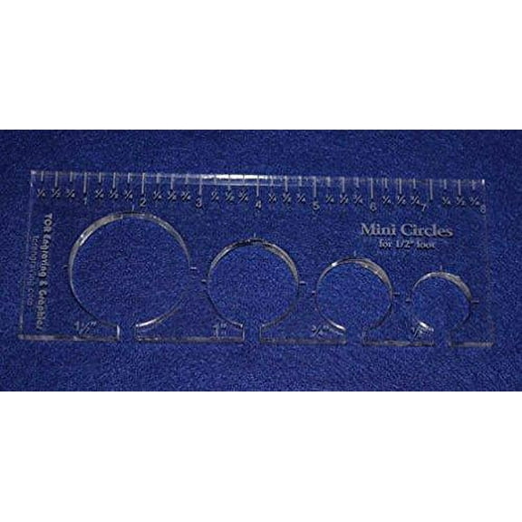 4 Mini Circles Template for 1/2" Foot - Clear with Ruler 3/8 InchThick