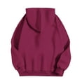thumbnail image 4 of Oversized Hoodies with Pocket Women Cotton Plain Pullover Hooded Sweatshirts Sweater Long Sleeve Fleece Lined Tops (S, Wine), 4 of 5