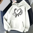 thumbnail image 3 of Fanxing Juniors Casual Heart Fleece Sweatshirt Lightweight Long Sleeve Pullover Hoodies for Teen Girls Cute Love Heart Graphic Hooded Sweatshirts Orders Placed White,L, 3 of 4