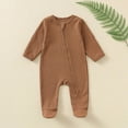 thumbnail image 2 of CAUYDY Newborn Boy Coming Home Outfits Baby Clothing 0 3 6 9 Months 1T 2T Preemie Long Sleeved Sleepers Infant Boys Romper Fall Winter Toddler Pajamas Brown for Sizes 3-6 Months, 2 of 4
