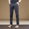 thumbnail image 3 of Pantalones casuales de sastrería para hombre, pantalones holgados de negocios para hombre, pantalones de oficina holgados de algodón, rectos, ajustados, largos, clásicos, ropa de calle, 3 of 5