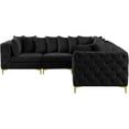 thumbnail image 3 of Maklaine Modern / Contemporary Black Velvet Modular Sectional, 3 of 4