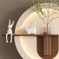 thumbnail image 3 of Adjustable 3-Color LED Sandstone Double-Disc Wall Art, 3D Sculpture with Simulated Greenery, Glass Vase & Rabbit Statue, Remote-Controlled Light Strips, 3 of 9