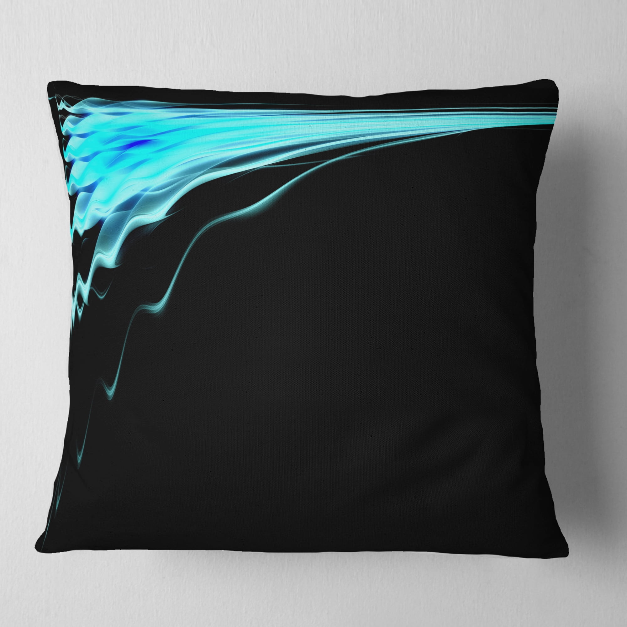 Designart Blue Flames Digital Artwork - Abstract Throw Pillow - 16x16