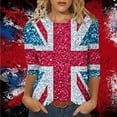 thumbnail image 2 of WREESH Womens Graphic Tees Great Britain Uk Flag T-Shirts Casual 3/4 Sleeve T-Shirts Vintage Print Shirts Crewneck Tunic Tops Loose Fit Pullover Blouses Red, 2 of 5