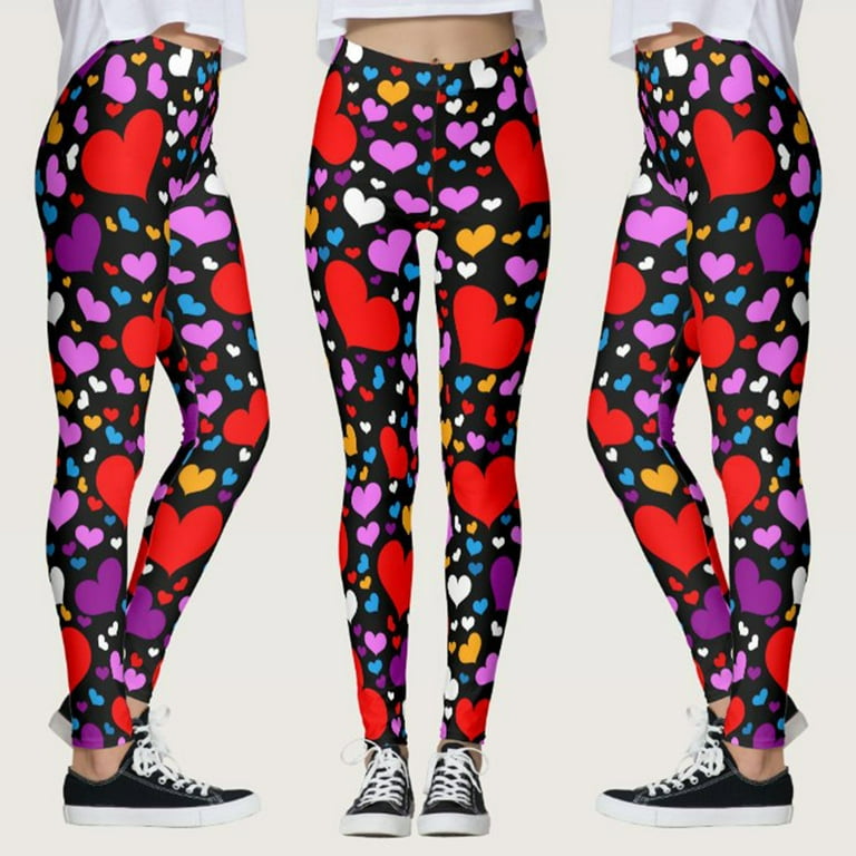 Women's Valentine's Day Lovesy Stripes Print Leggings Skinny Pants