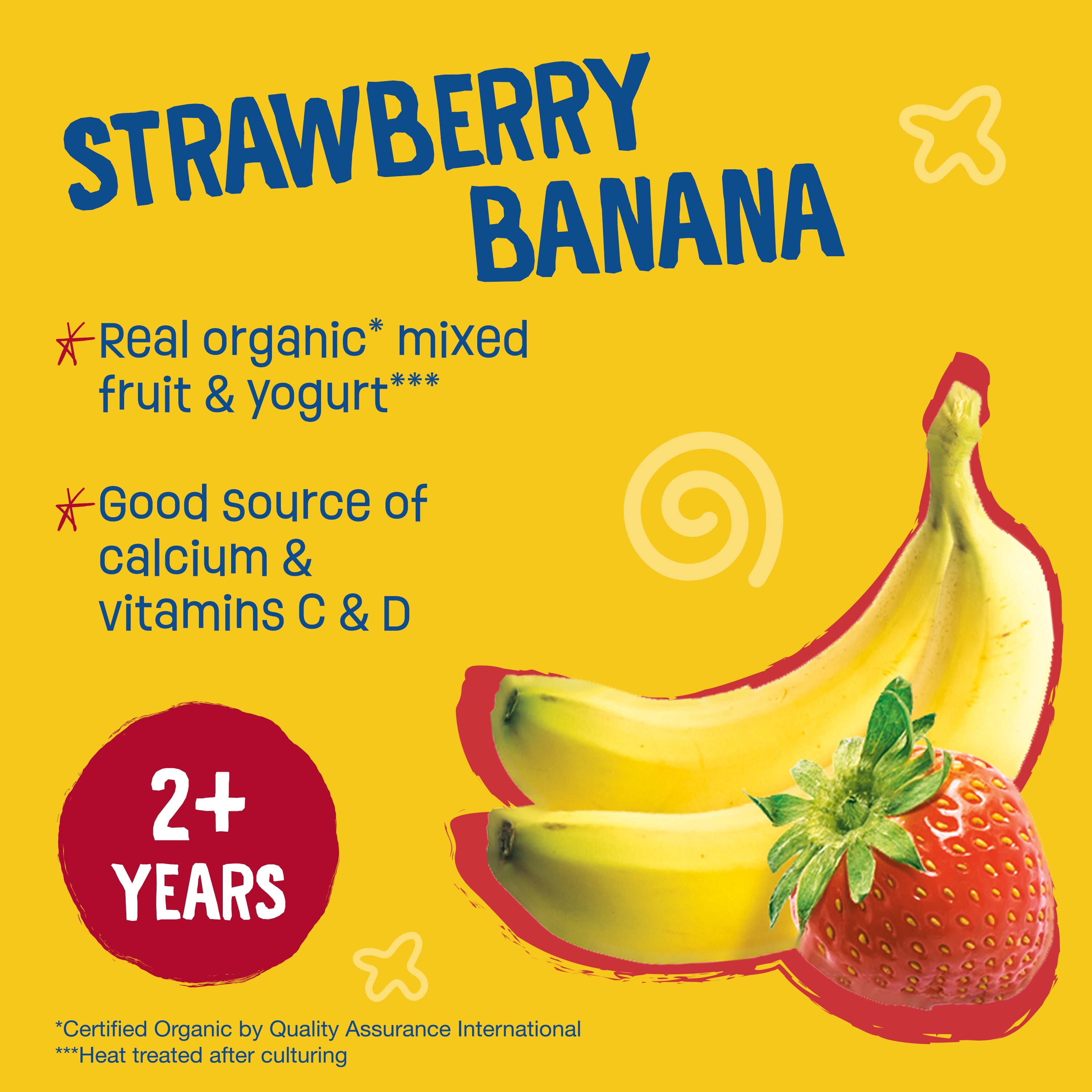 (6 pack) Earth's Best Organic Fruit Yogurt Smoothie Toddler Food, Strawberry Banana, 4.2 oz Pouch