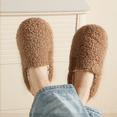 thumbnail image 6 of WALL QMER Slippers for Women Indoor/Outdoor, House Shoes Bedroom Non-slip Warm Plush Womens Slippers, Women's Fuzzy Memory Foam Closed Back Slippers, Khaki, 6 of 6