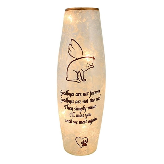 Stony Creek 12.00In Best Friend Cat Pre Lit Vase, Glass, Angel Feline Heart Poawprint Bgc9209