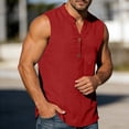 thumbnail image 6 of Lmueinov Mens Cotton Linen Tank Top Shirts Casual Sleeveless Slim Fit Henley Shirt for Men Basic Summer Tops, 6 of 8