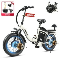 Wildeway Folding Dual Motors Electric Bike for Adult, 2000W 48V 32AH UL2849 Removable Battery Mountain bike 20*4.0 Fat Tire up to 28MPH&90Miles Long Range Ebike Off-road Dual Hydraulic&Brake Bicycle