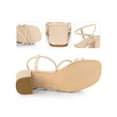 thumbnail image 2 of BLISSFUL STEP Open Toe Slingback Block Heel Sandals for Women Beige (Size 9), 2 of 5