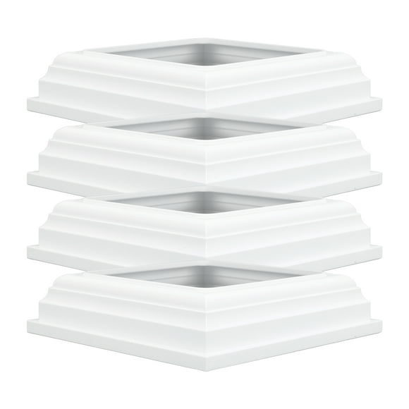 Fence Post Skirt, Vinyl Post Base Cover 4PCS 4x4 Inch Split Type Easy Installation for Porch Deck Handrail Posts