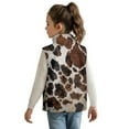 thumbnail image 2 of Xoenoiee Vintage Brown Cow Pattern Girls Boys Zippered Vest Sleeveless Coat Stand-Up Collar Warm Soft Fleece Outerwear Jacket with Pockets, 7-8 Years, 2 of 7
