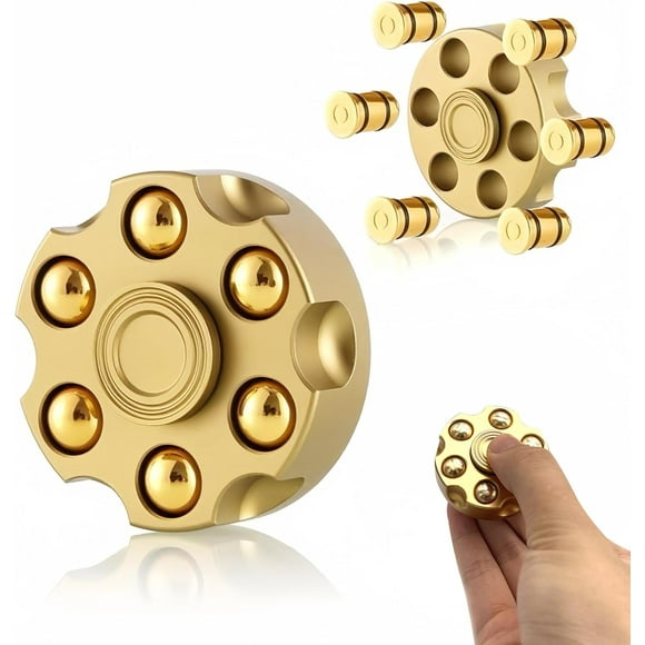 Fidget Spinner-Desk Toys, Metal Fidget Spinners, Fidget Toys Adults, Cool Gadgets for Kids, ADHD Stress Relief EDC Finger Spinning Toy, Brass Fidget Office Home Decor (Gold)