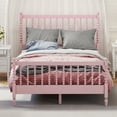 thumbnail image 3 of Full Platform Bed with Gourd-Shaped Headboard and Footboard, Modern Minimalist Wooden Platform Bed Frame for Adults, Men, Women, No Box Spring Needed, Pink, 3 of 8