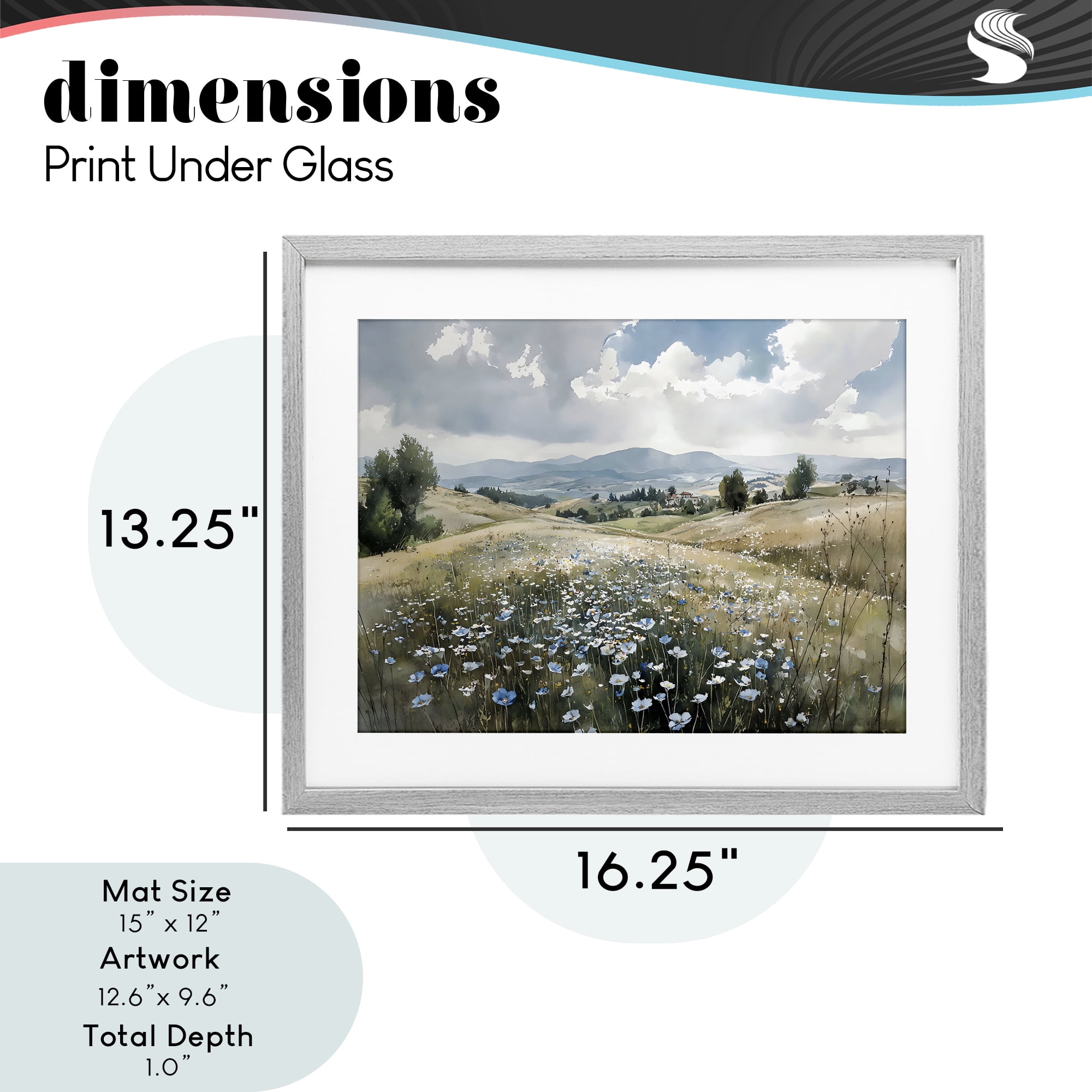 Stupell Industries Poppy Blues Across Meadow Gray Framed Print Under Glass, design by Franklyn Gregory