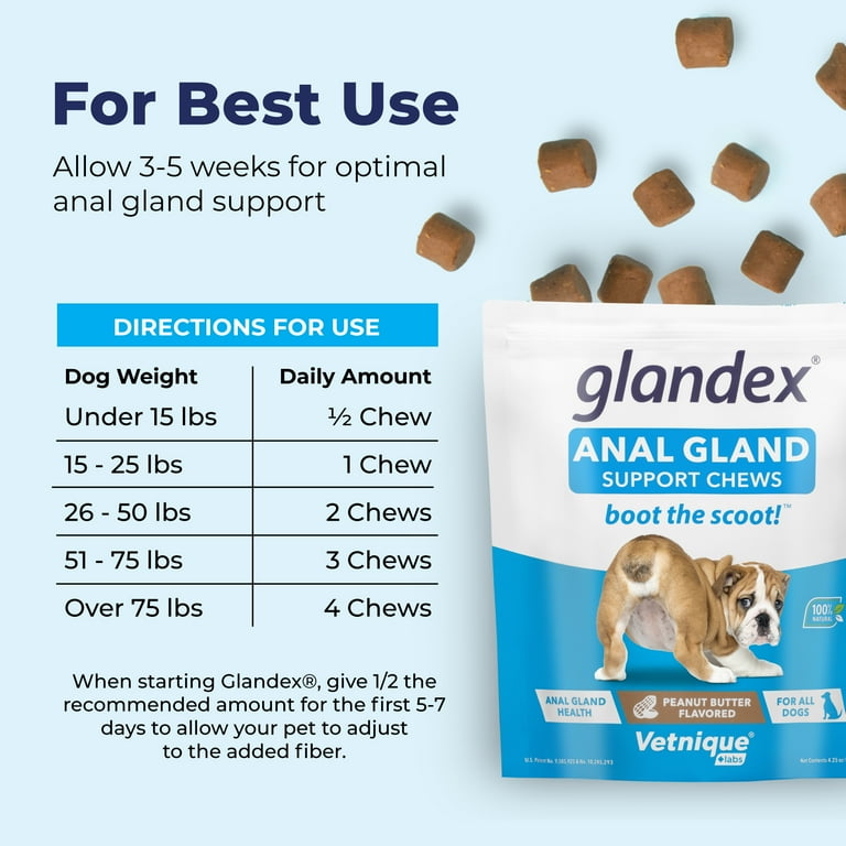 Vetnique Labs Glandex Anal Gland Soft Chews Peanut Butter Flavored for Dogs 40 Count