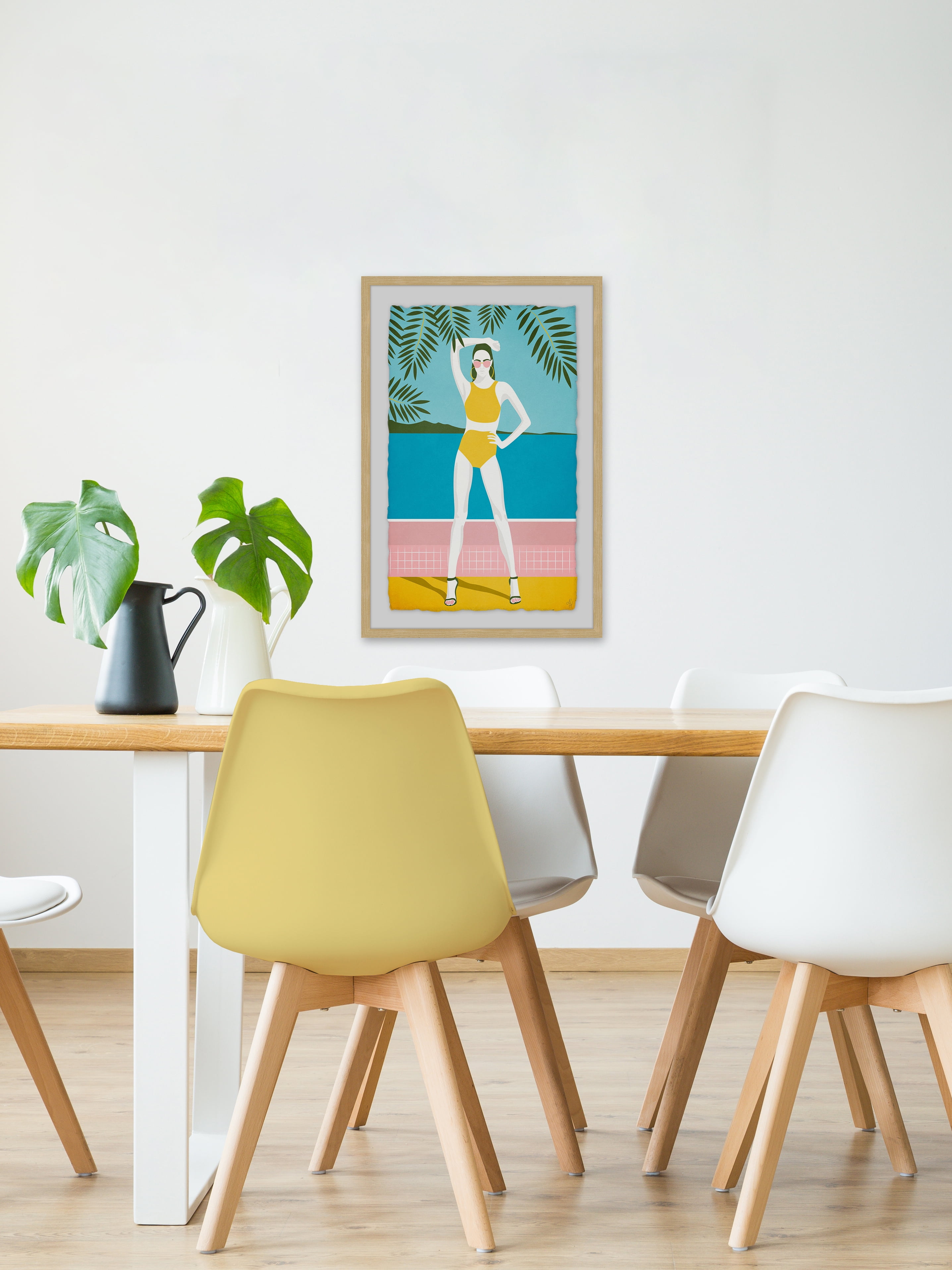 Yellow Bikini Framed Painting Print