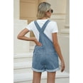 thumbnail image 6 of Pink Queen Women's Denim Classic Adjustable Straps Cuffed Hem Bib Overalls Shortalls S-2XL, 6 of 7
