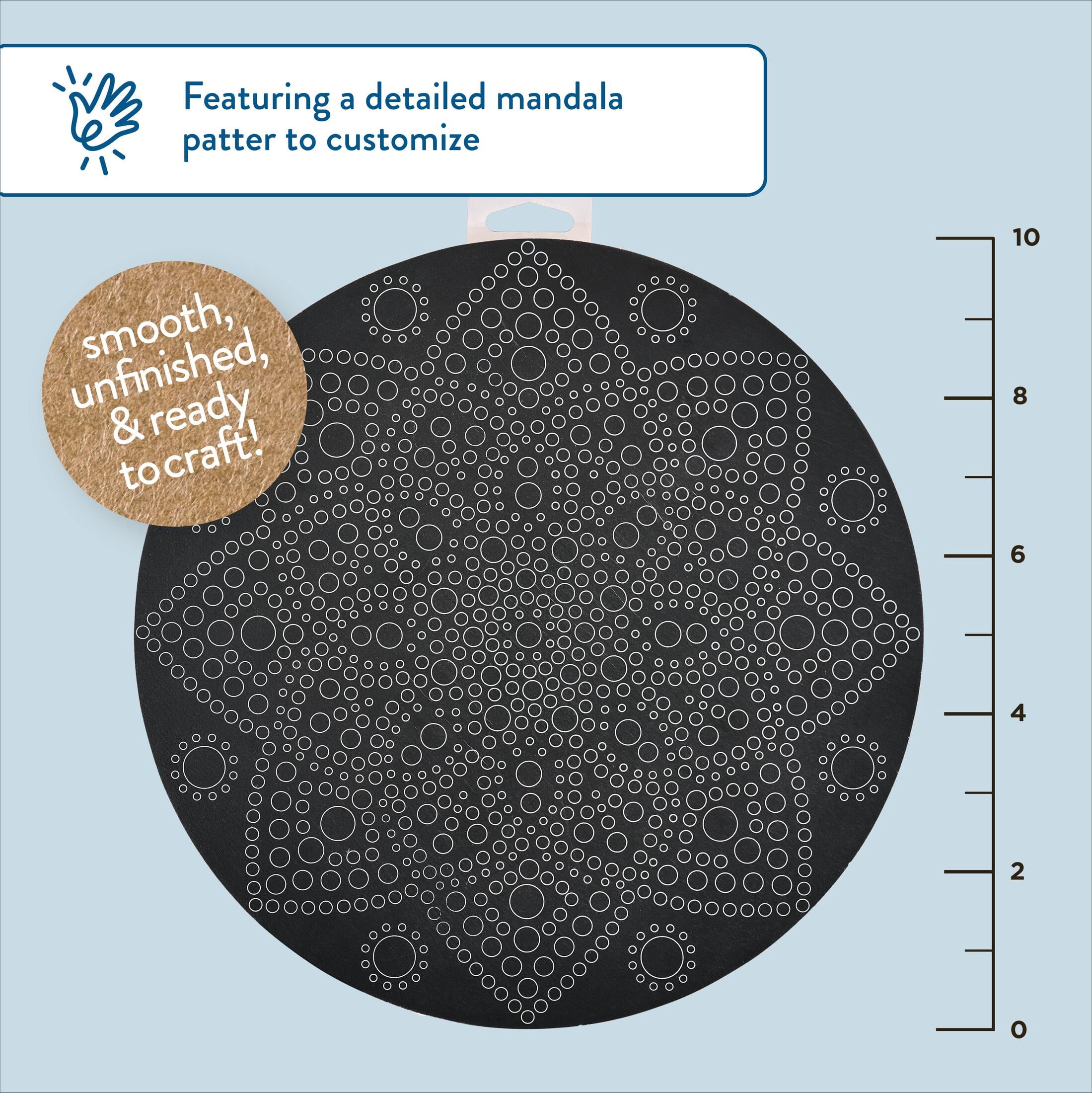 Hello Hobby Wood Surface Mandala Circle Lotus Panel, 10" x 10" x .75"