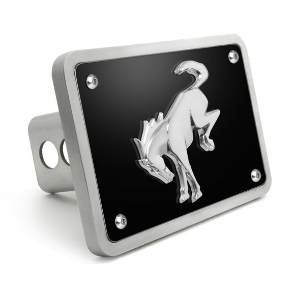 Ford new Bronco 3D Chrome Logo on Black Billet Aluminum 2 inch Tow Hitch Cover