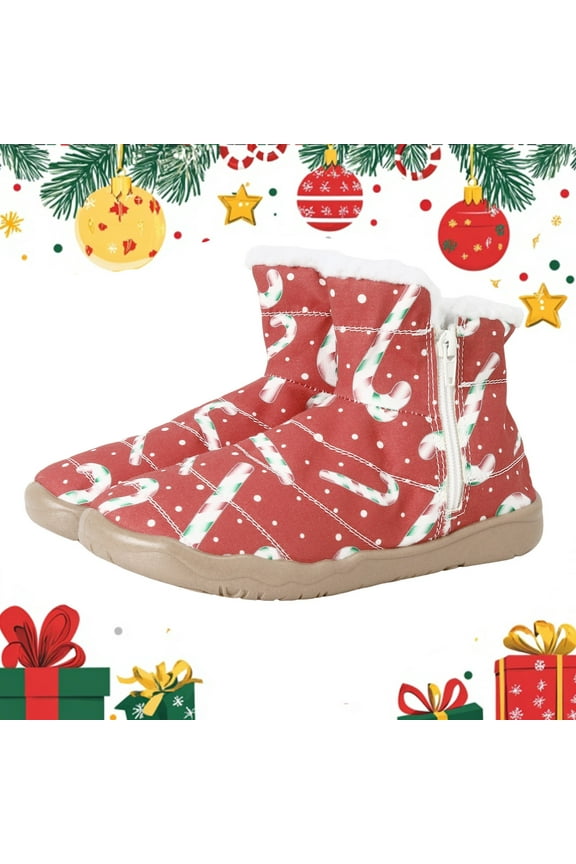 Women's Ankle Snow Boots Waterproof Non Slip Fleece Lined Christmas Winter Booties(Red,9)