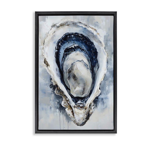 Stupell Industries Blue Oyster Shell Interior Black Framed Floater Canvas Wall Art, design by Creative Studio