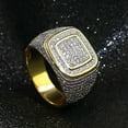 thumbnail image 3 of Opolski Glitter Men Square Full Rhinestone Inlaid Finger Ring Wedding Engagement Jewelry, 3 of 6