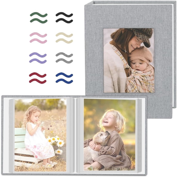 2 Pack 5x6 Photo Album, Small Linen Slip-in Photo Album Book for 100 Photos, 50 Pockets, Birthday Gifts for Women Mom Family Memory Keepsake