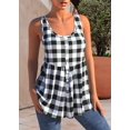 thumbnail image 2 of Women's Classic Gingham Sleeveless Peplum Tunic Top Button-Down Casual Tank Top with Side Pockets Flowy A-Line Summer Blouse, 2 of 3
