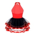 thumbnail image 2 of vastwit Girls Jazz Latin Ballet Dance Costume Leotard Jumpsuit Kid Sleeveless Sequins Mesh Tutu Dance Dress Red 12, 2 of 5