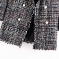 thumbnail image 3 of Tejiojio Rollbacks Women's Fashion Mid-Length Long-Sleeved Lattice Pearl Button Plus Size Slim Coat, 3 of 9