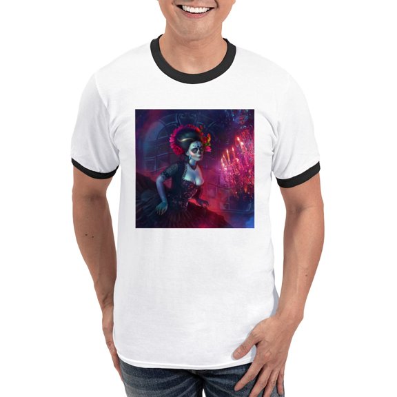 CafePress - Dia De Los Muertos T Shirt - 100% Cotton Ringed T-Shirt